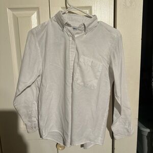 Classic White Button-Down Blouse with Chest Pocket